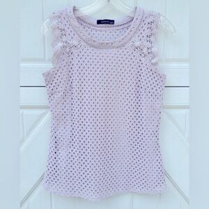 Reserved Lavender Eyelet Lace Blouse Floral Sleeveless Top XS